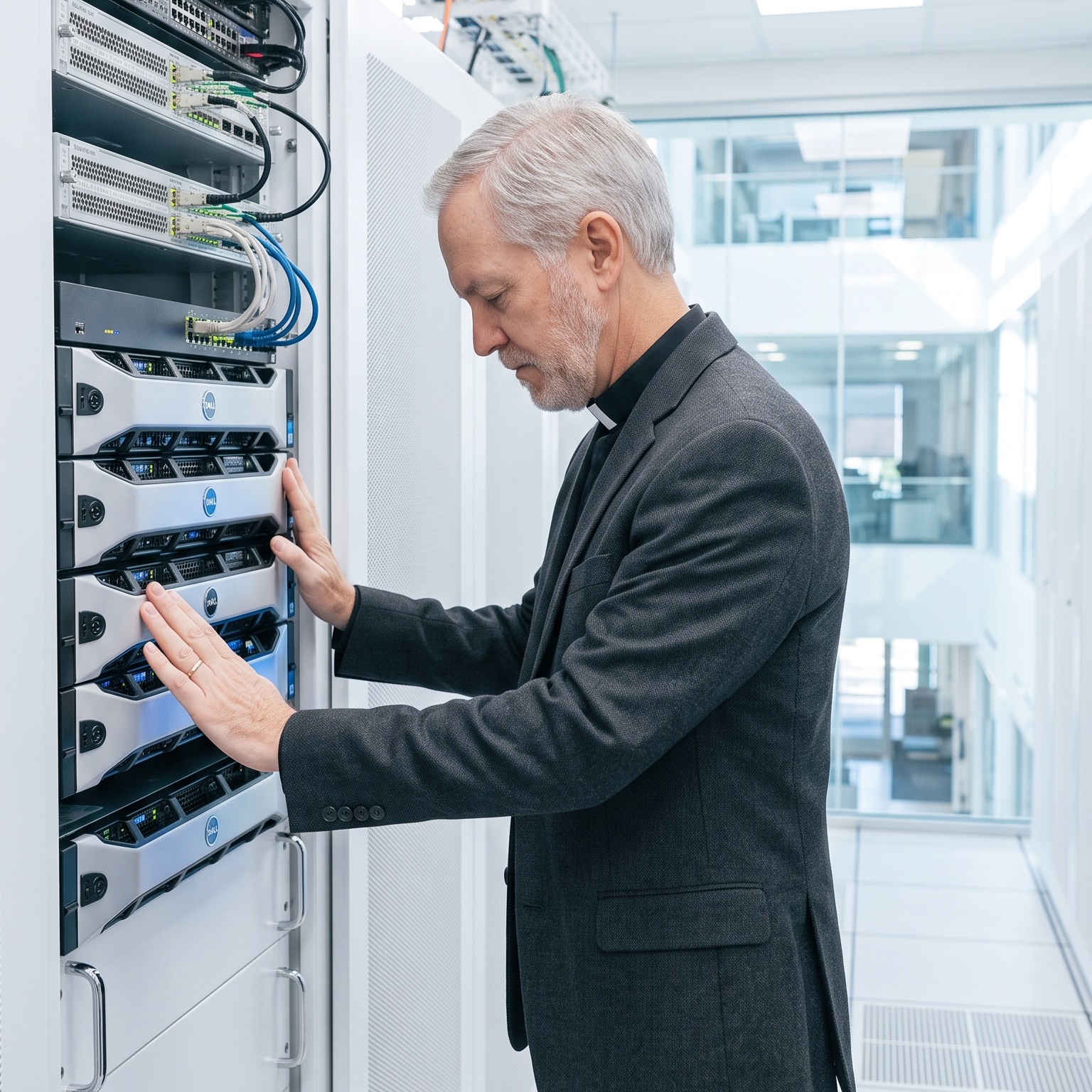 A ServerPriest minister doing a dedication prayer for a server